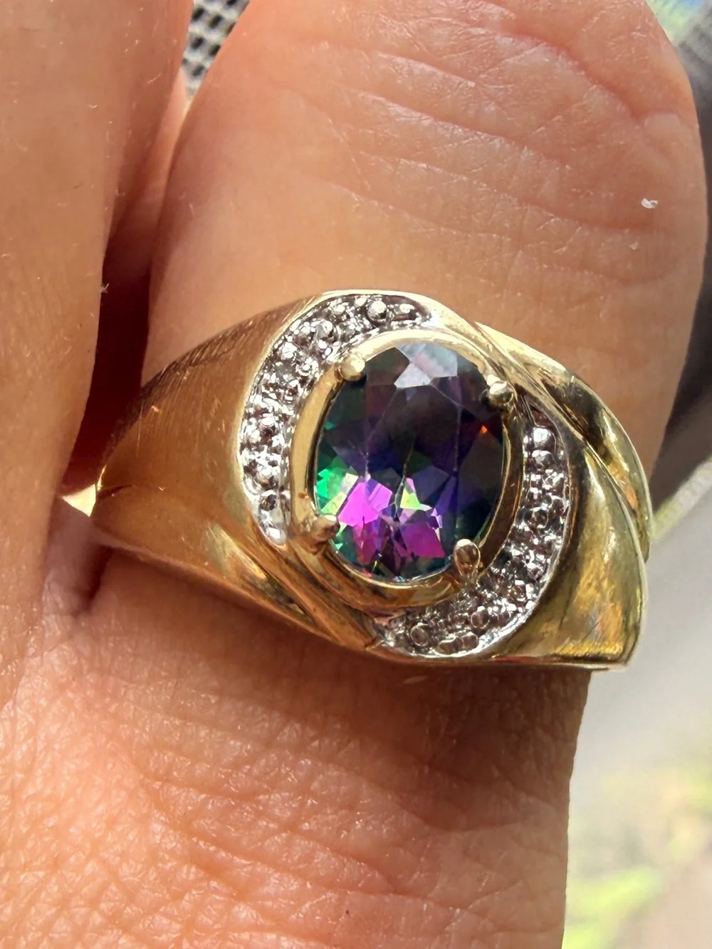 Vintage Mystic Topaz Fire Topaz in 10kt gold ring size 10